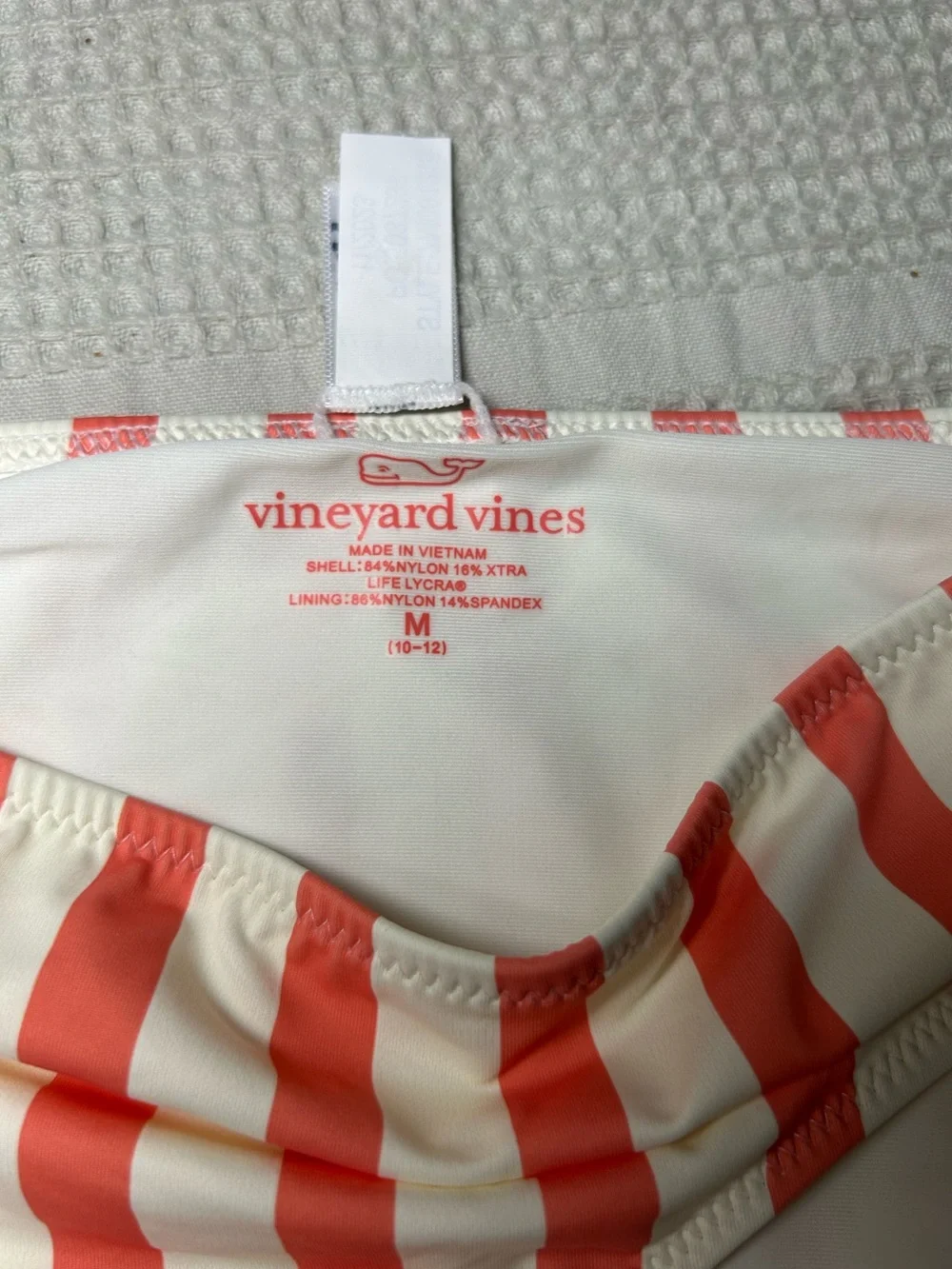 Vineyard Vines Girls Coral & White Stripe Knot Bikini 2 Piece Set NWT